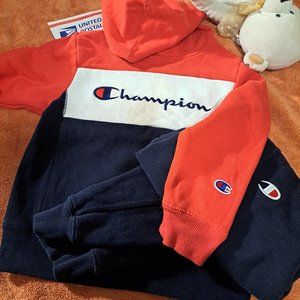 * CHAMPION AUTHENTIC  HOODED SWEATSUIT * ( GIRLS ) Size  6 / Red White & Blue